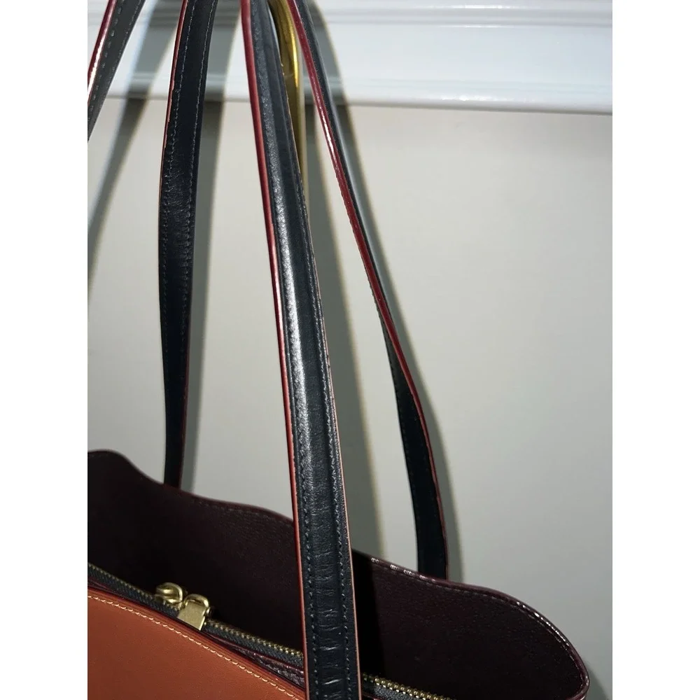 Coach Lora Colorblock Carryall Tote Tan Rust Gold Brass 89087 Bag Purse